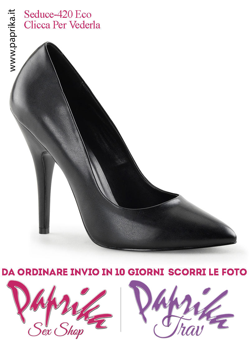 Décolleté Sexy Ecopelle Opaca Nera Tacco 12.7 Senza Zeppa Scollatura Rotonda