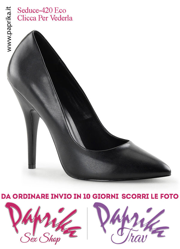 Décolleté Sexy Ecopelle Opaca Nera Tacco 12.7 Senza Zeppa Scollatura Rotonda