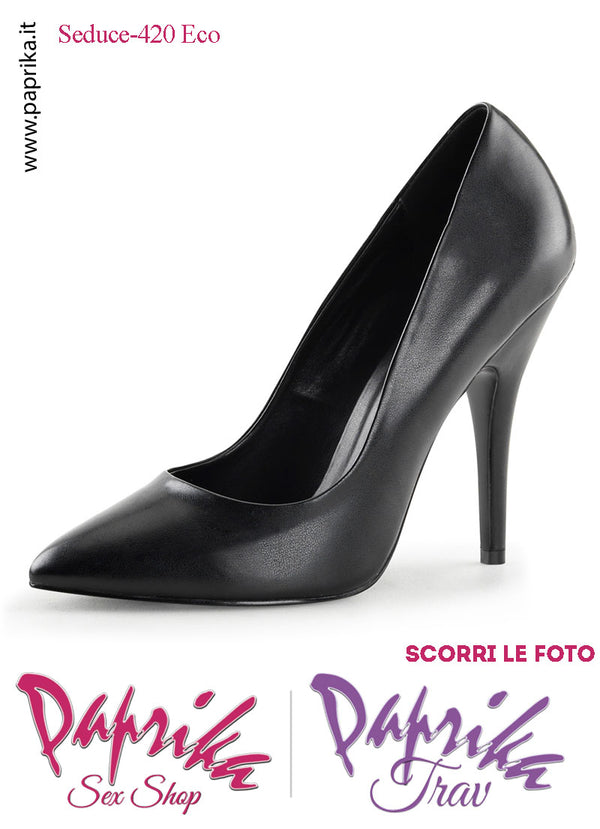 Décolleté Sexy Ecopelle Opaca Nera Tacco 12.7 Senza Zeppa Scollatura Rotonda