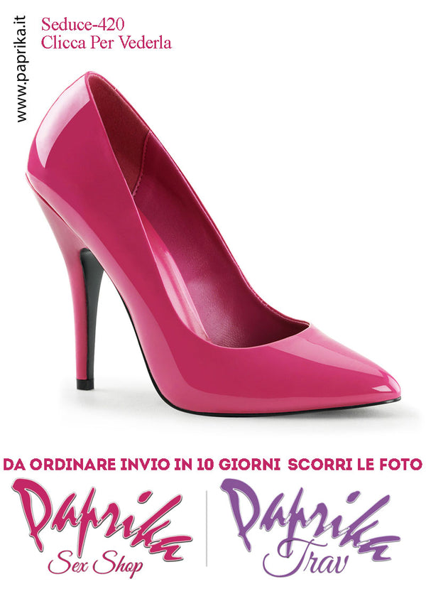 Décolleté Sexy Vernice Lucida Fucsia Tacco 12.7 Spillo Senza Zeppa Scollatura Rotonda