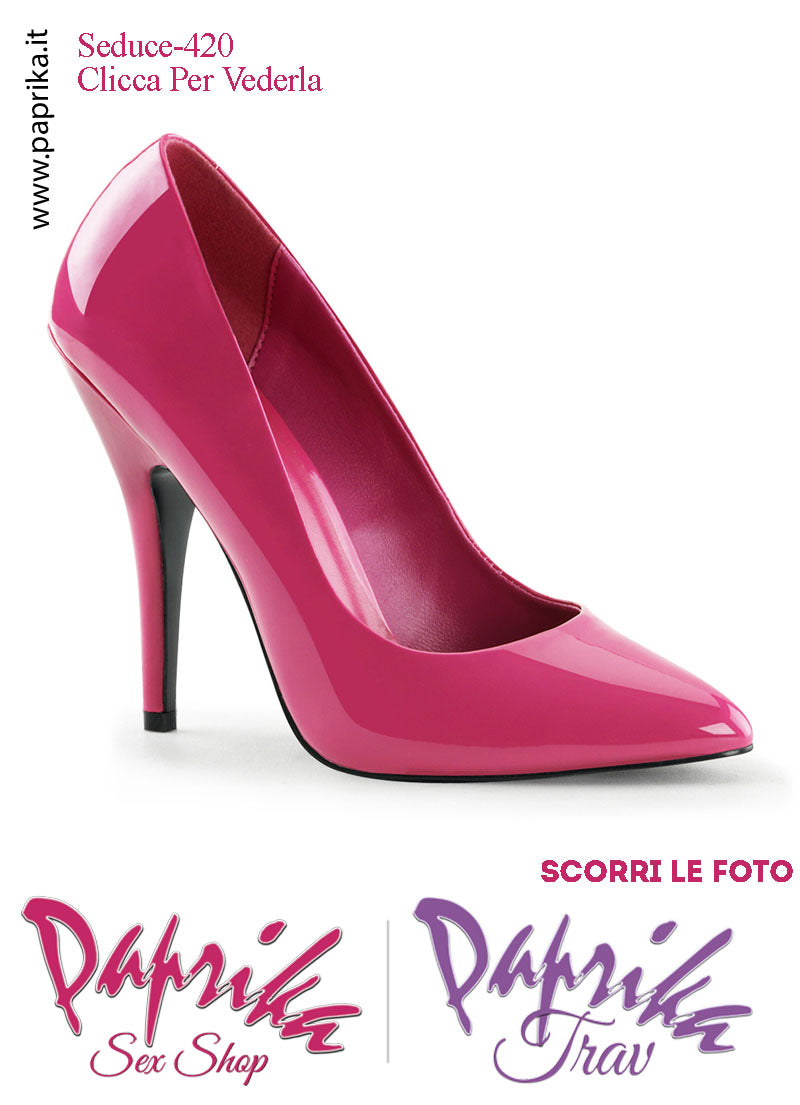 Décolleté Sexy Vernice Lucida Fucsia Tacco 12.7 Spillo Senza Zeppa Scollatura Rotonda