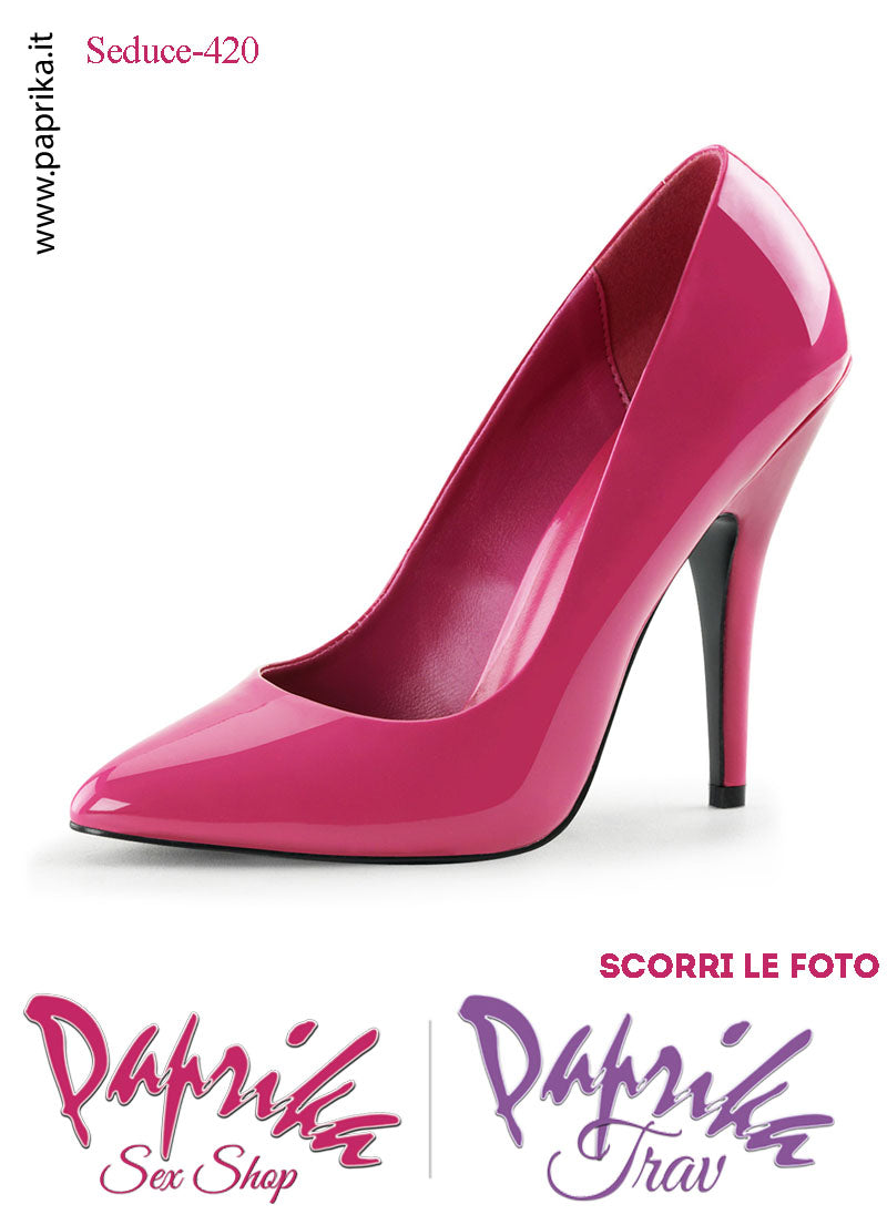 Décolleté Sexy Vernice Lucida Fucsia Tacco 12.7 Spillo Senza Zeppa Scollatura Rotonda