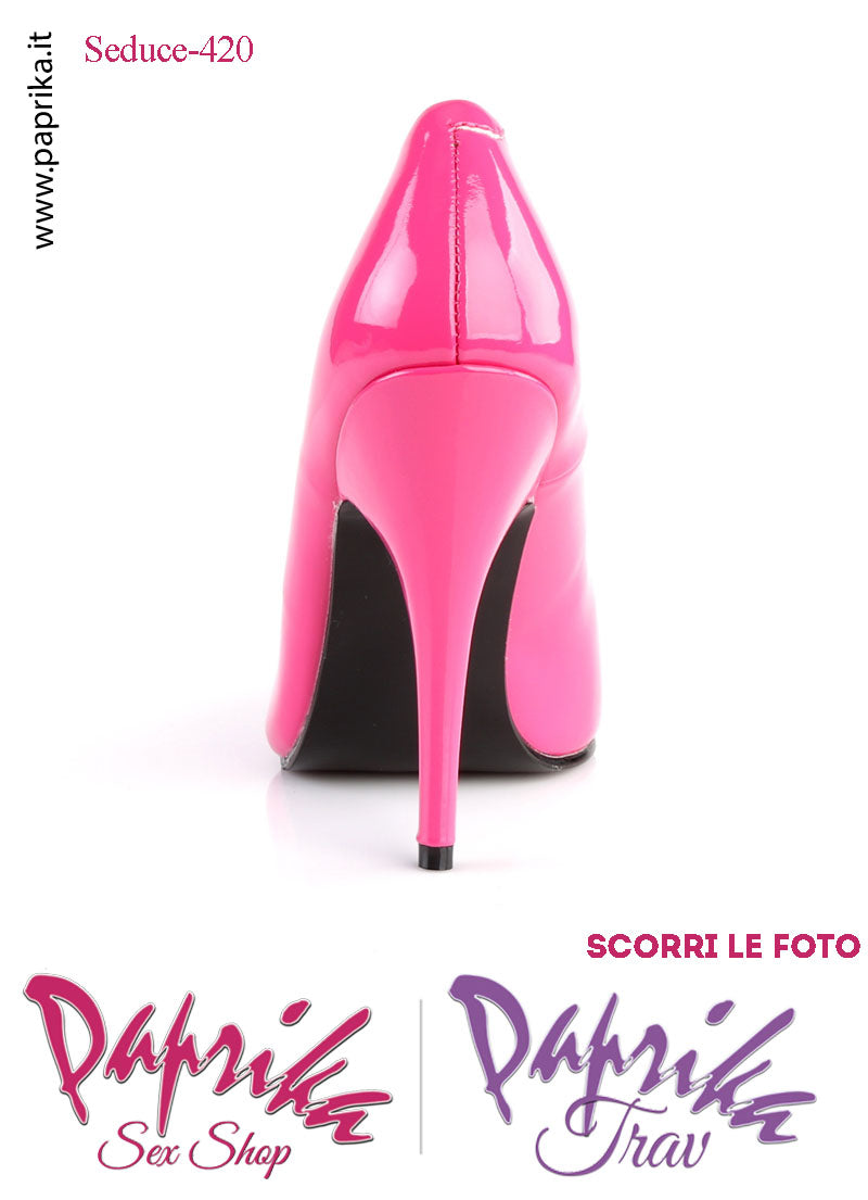Décolleté Sexy Vernice Lucida Fucsia Tacco 12.7 Spillo Senza Zeppa Scollatura Rotonda