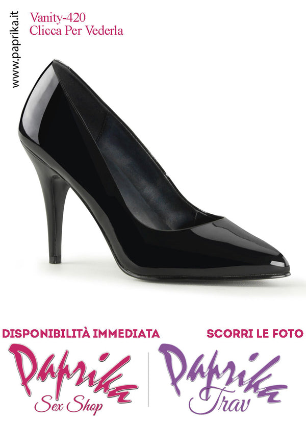 Décolleté Sexy Vernice Nera Lucida Tacco 10.2 Largo Senza Zeppa