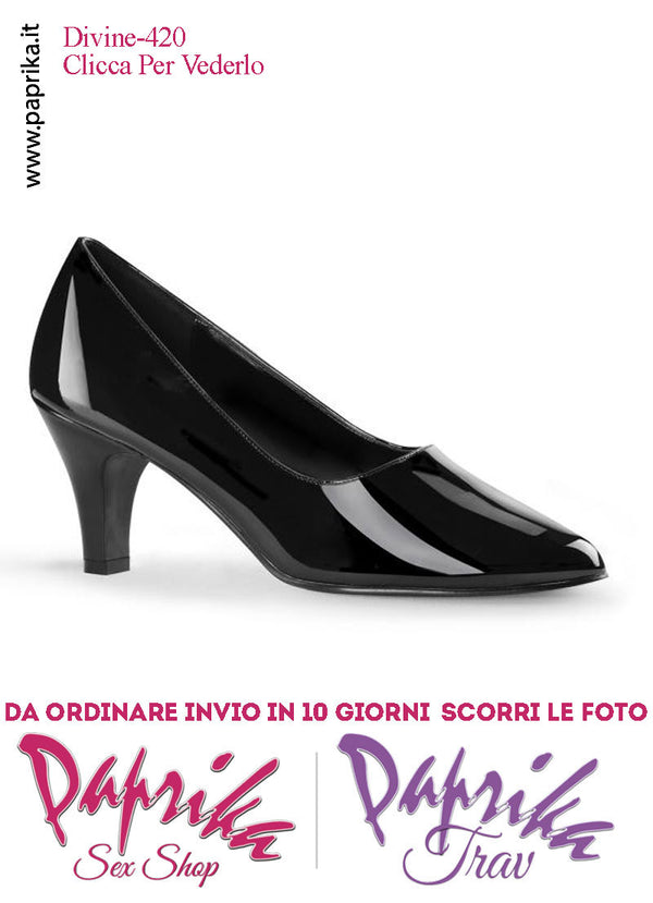 Décolleté Scarpe Sexy Vernice Lucida Nera Tacco 7.6