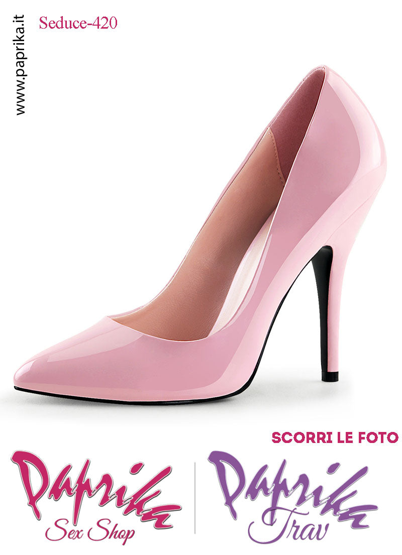Décolleté Sexy Vernice Lucida Rosa Tacco 12.7 Spillo Senza Zeppa Scollatura Rotonda