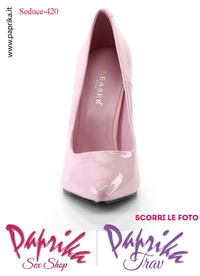 Décolleté Sexy Vernice Lucida Rosa Tacco 12.7 Spillo Senza Zeppa Scollatura Rotonda