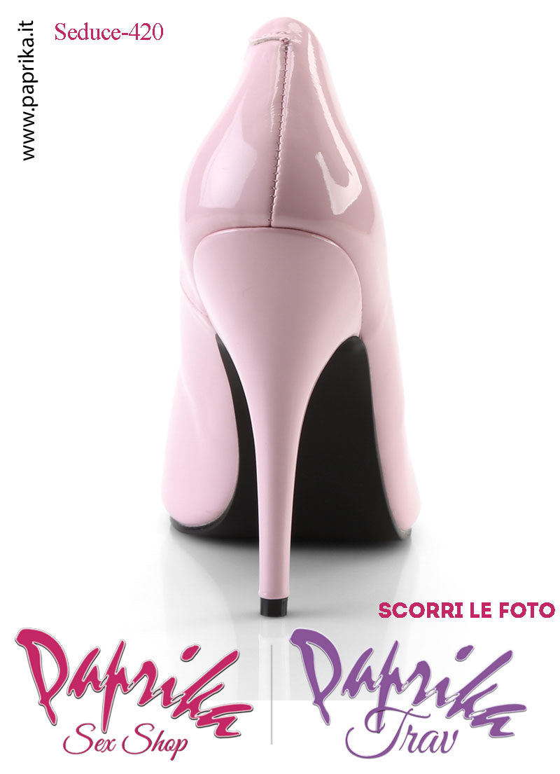 Décolleté Sexy Vernice Lucida Rosa Tacco 12.7 Spillo Senza Zeppa Scollatura Rotonda