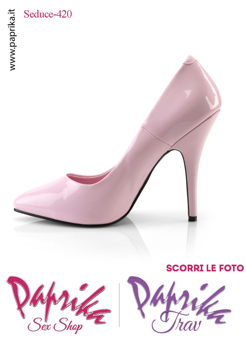 Décolleté Sexy Vernice Lucida Rosa Tacco 12.7 Spillo Senza Zeppa Scollatura Rotonda