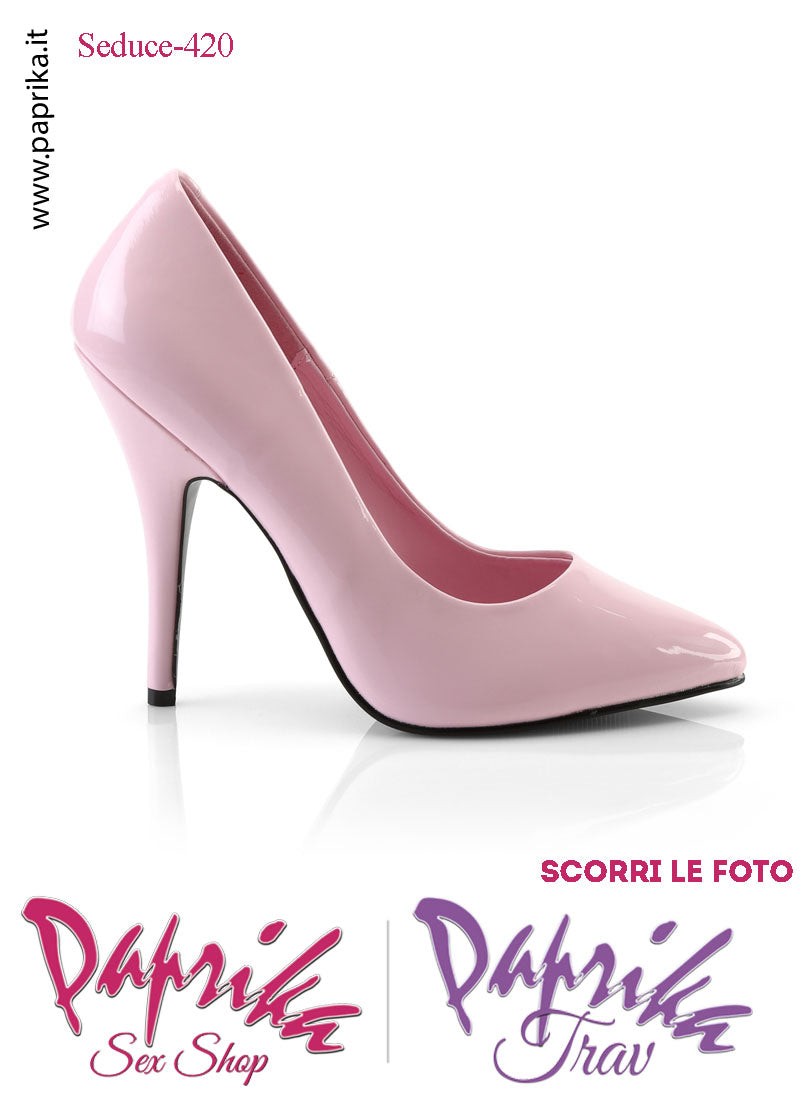 Décolleté Sexy Vernice Lucida Rosa Tacco 12.7 Spillo Senza Zeppa Scollatura Rotonda