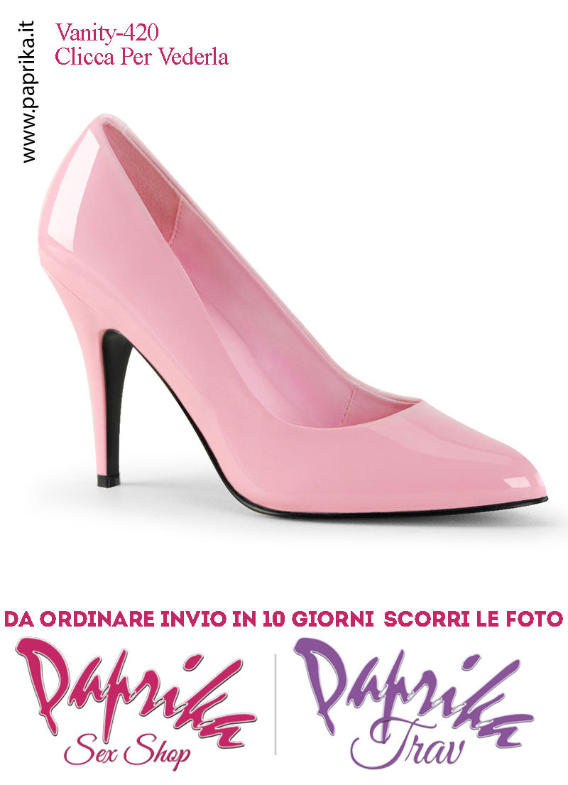 Décolleté Sexy Vernice Lucida Rossa Tacco 10.2 Largo Senza Zeppa