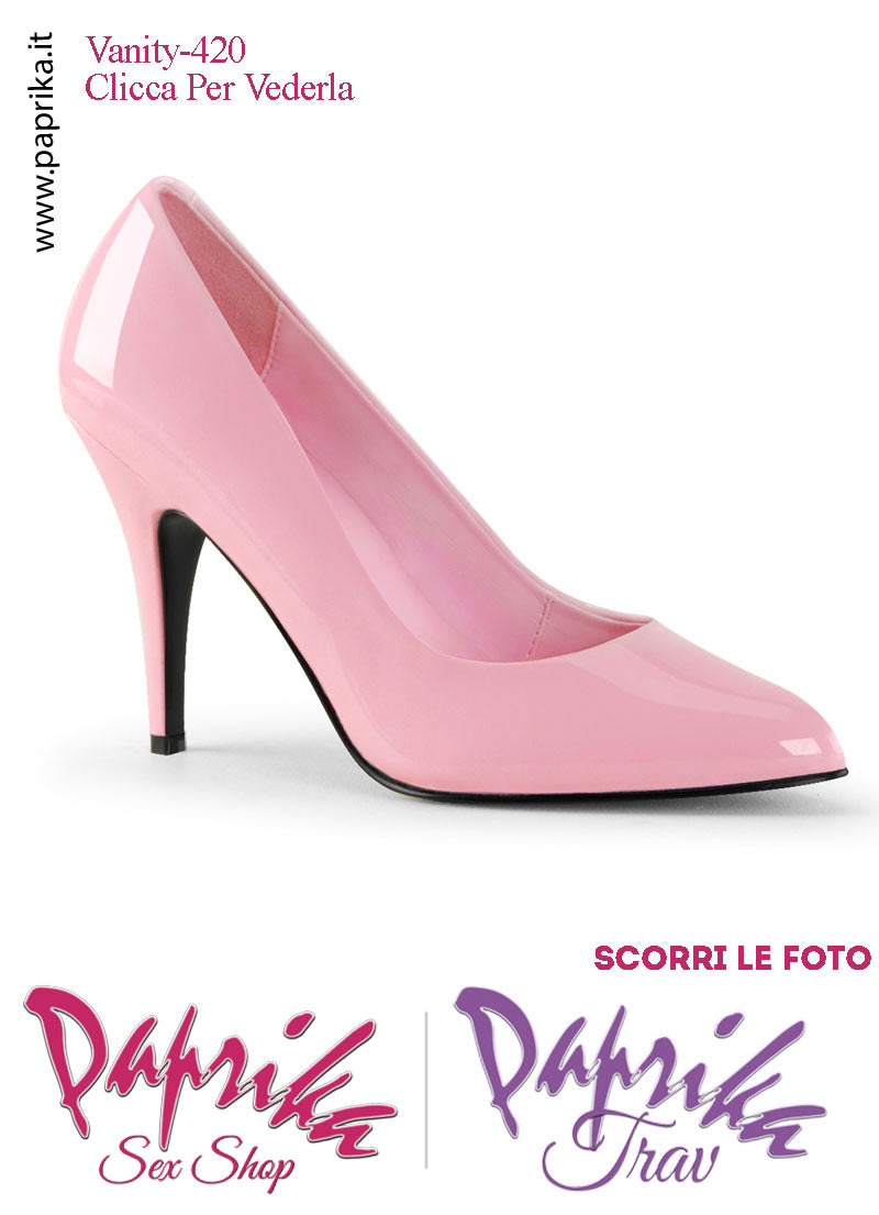 Décolleté Sexy Vernice Lucida Rossa Tacco 10.2 Largo Senza Zeppa