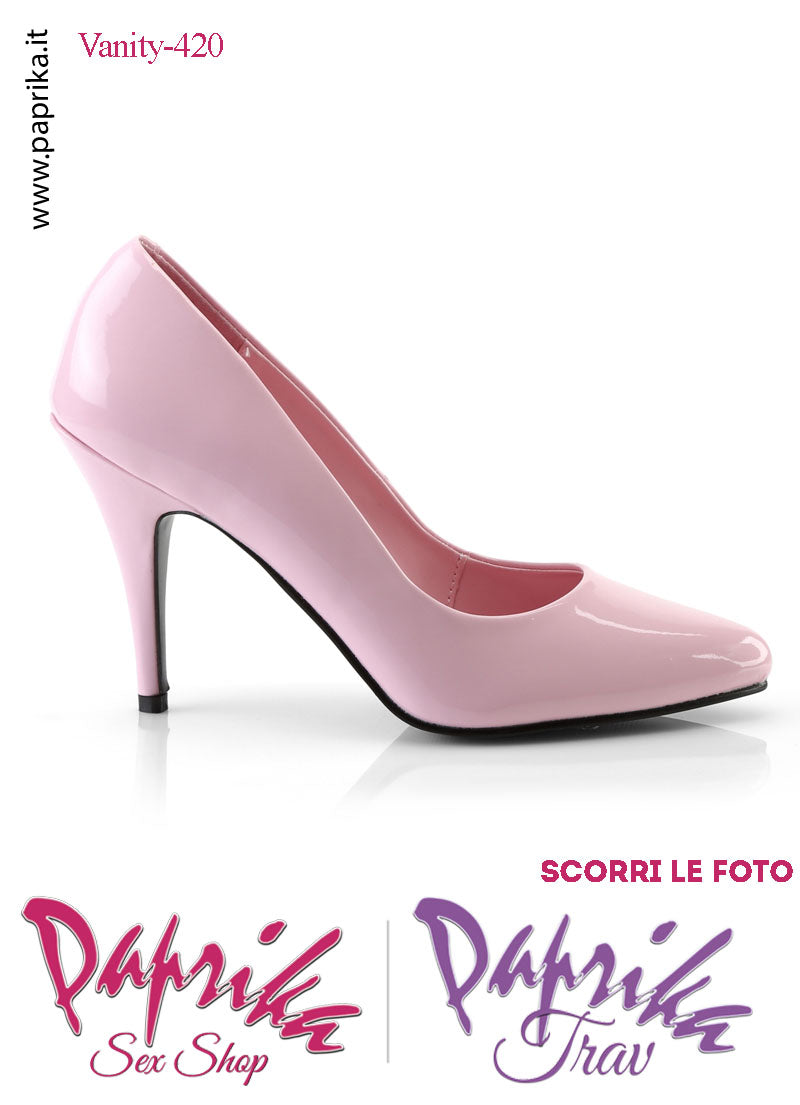 Décolleté Sexy Vernice Lucida Rossa Tacco 10.2 Largo Senza Zeppa