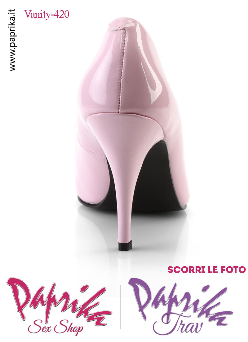 Décolleté Sexy Vernice Lucida Rossa Tacco 10.2 Largo Senza Zeppa