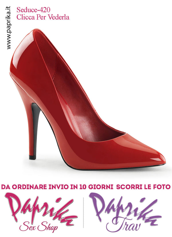 Décolleté Sexy Vernice Lucida Rossa Tacco 12.7 Spillo Senza Zeppa Scollatura Rotonda