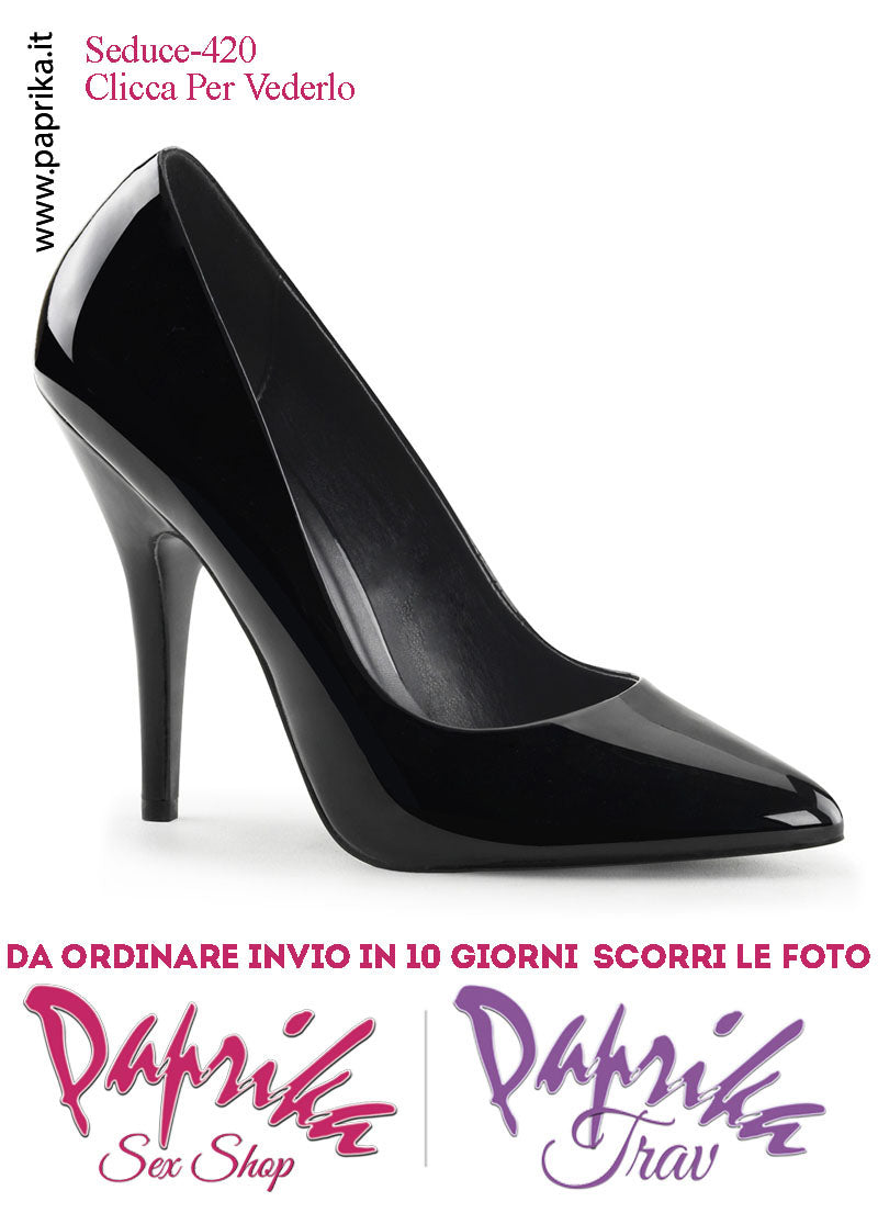 Décolleté Sexy Vernice Lucida Nera Tacco 12.7 Spillo Senza Zeppa Scollatura Rotonda