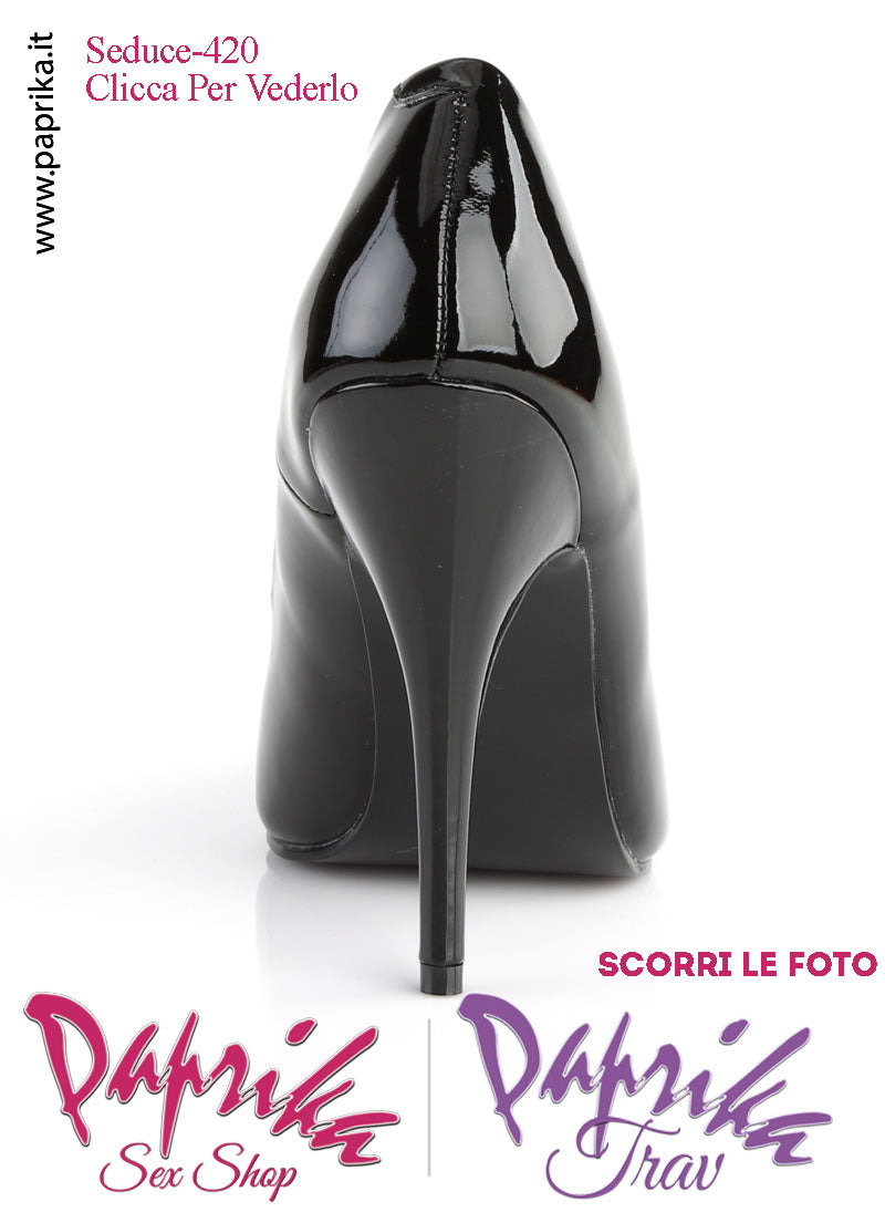 Décolleté Sexy Vernice Lucida Nera Tacco 12.7 Spillo Senza Zeppa Scollatura Rotonda