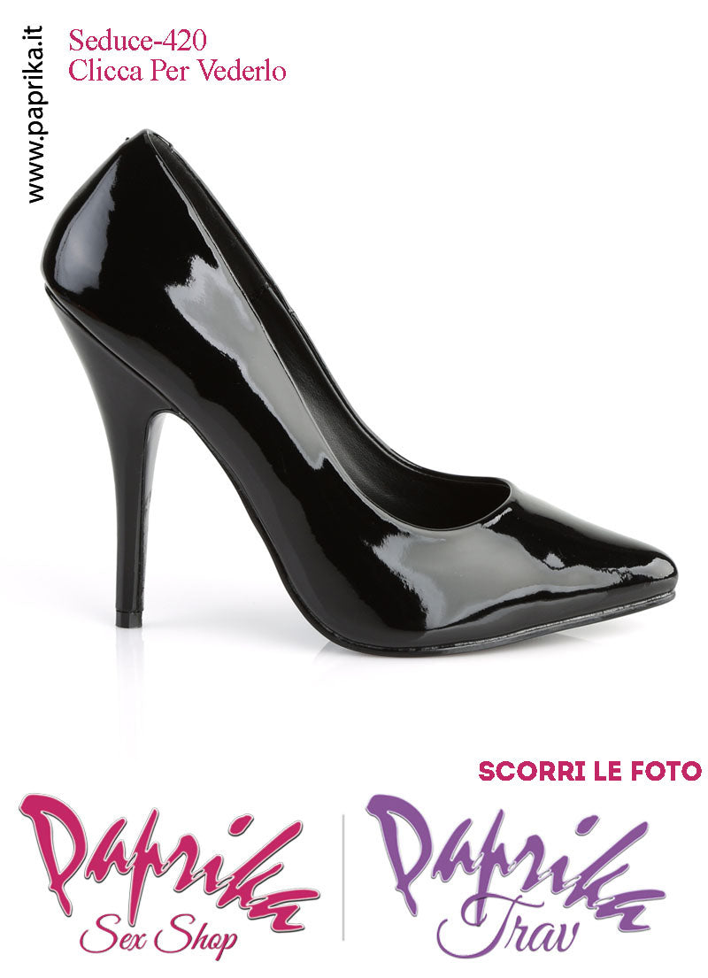 Décolleté Sexy Vernice Lucida Nera Tacco 12.7 Spillo Senza Zeppa Scollatura Rotonda