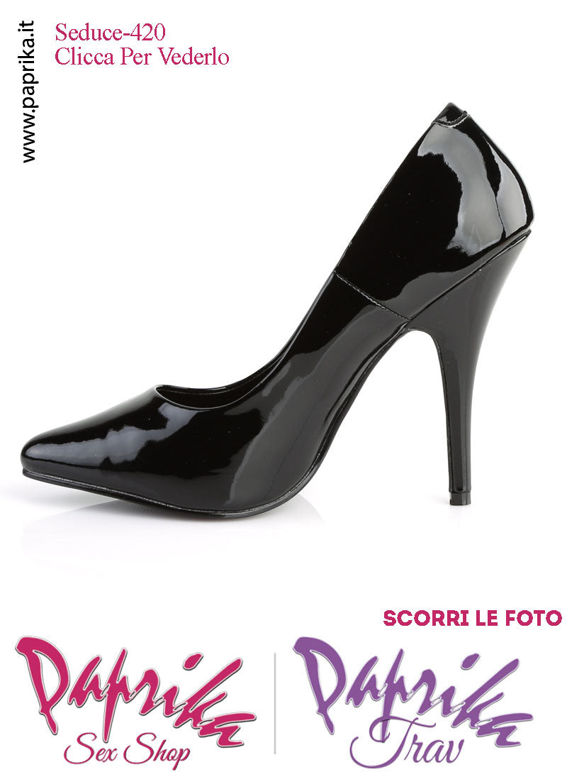 Décolleté Sexy Vernice Lucida Nera Tacco 12.7 Spillo Senza Zeppa Scollatura Rotonda