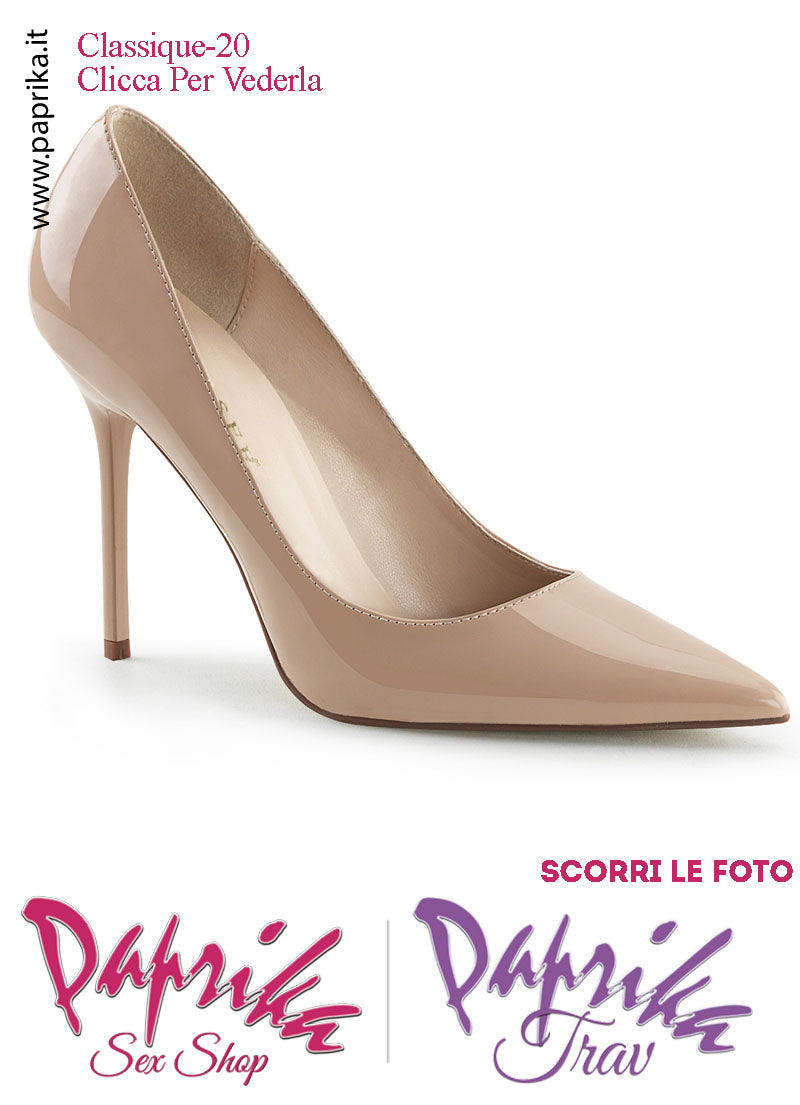 Décolleté Sexy Vernice Lucida Tacco 10.2 Beige Nudo Sottile Senza Zeppa