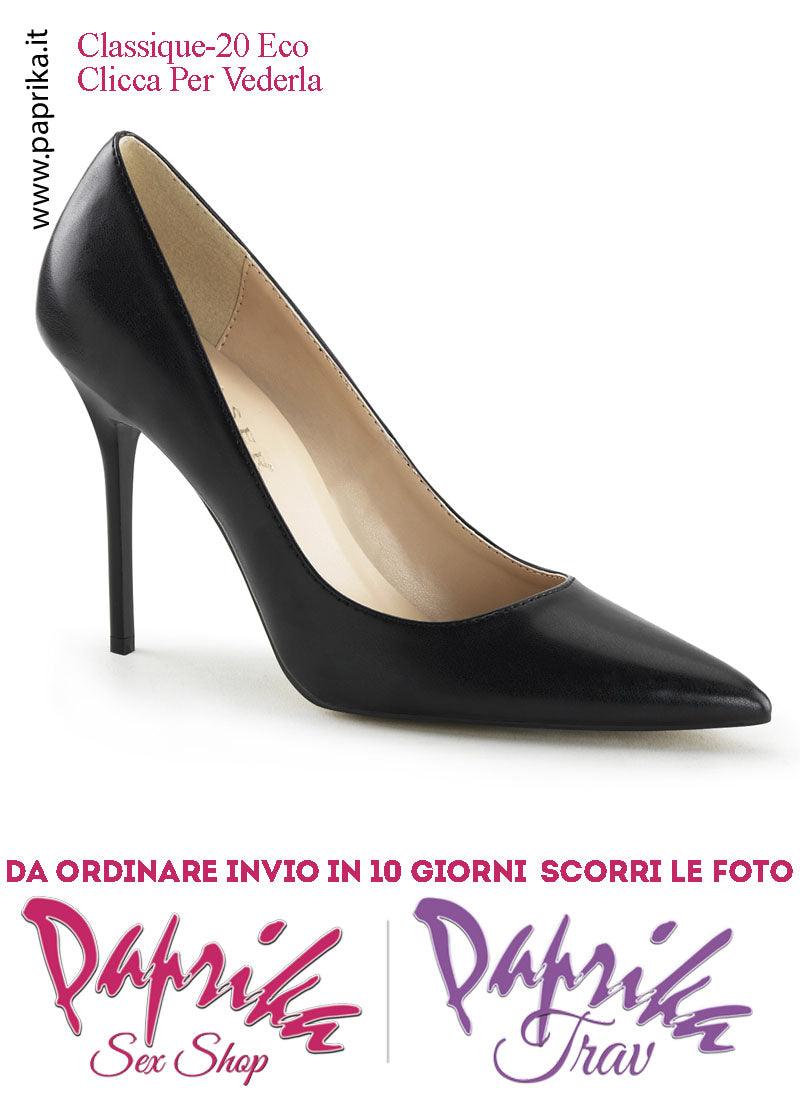 Décolleté Sexy Ecopelle Nera Opaca Tacco 10.2 Sottile Senza Zeppa