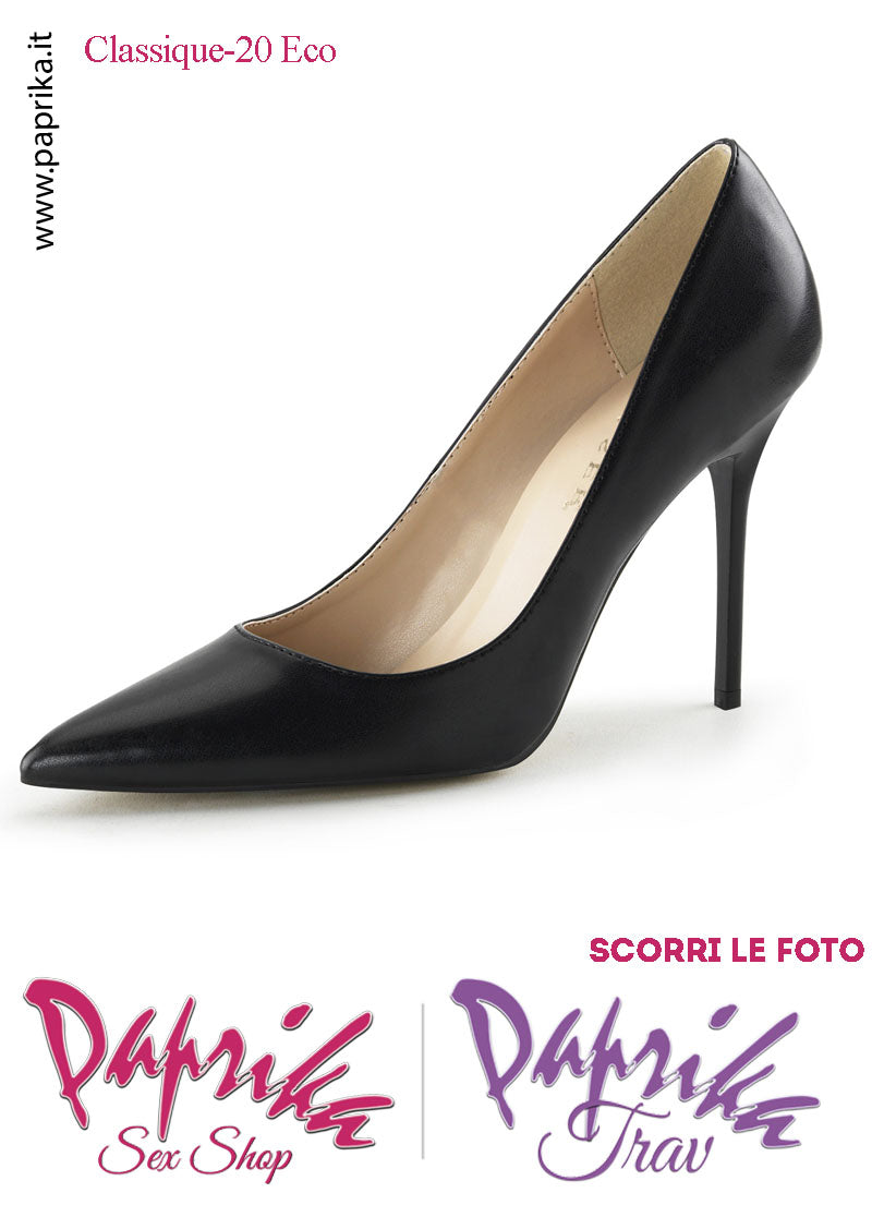 Décolleté Sexy Ecopelle Nera Opaca Tacco 10.2 Sottile Senza Zeppa