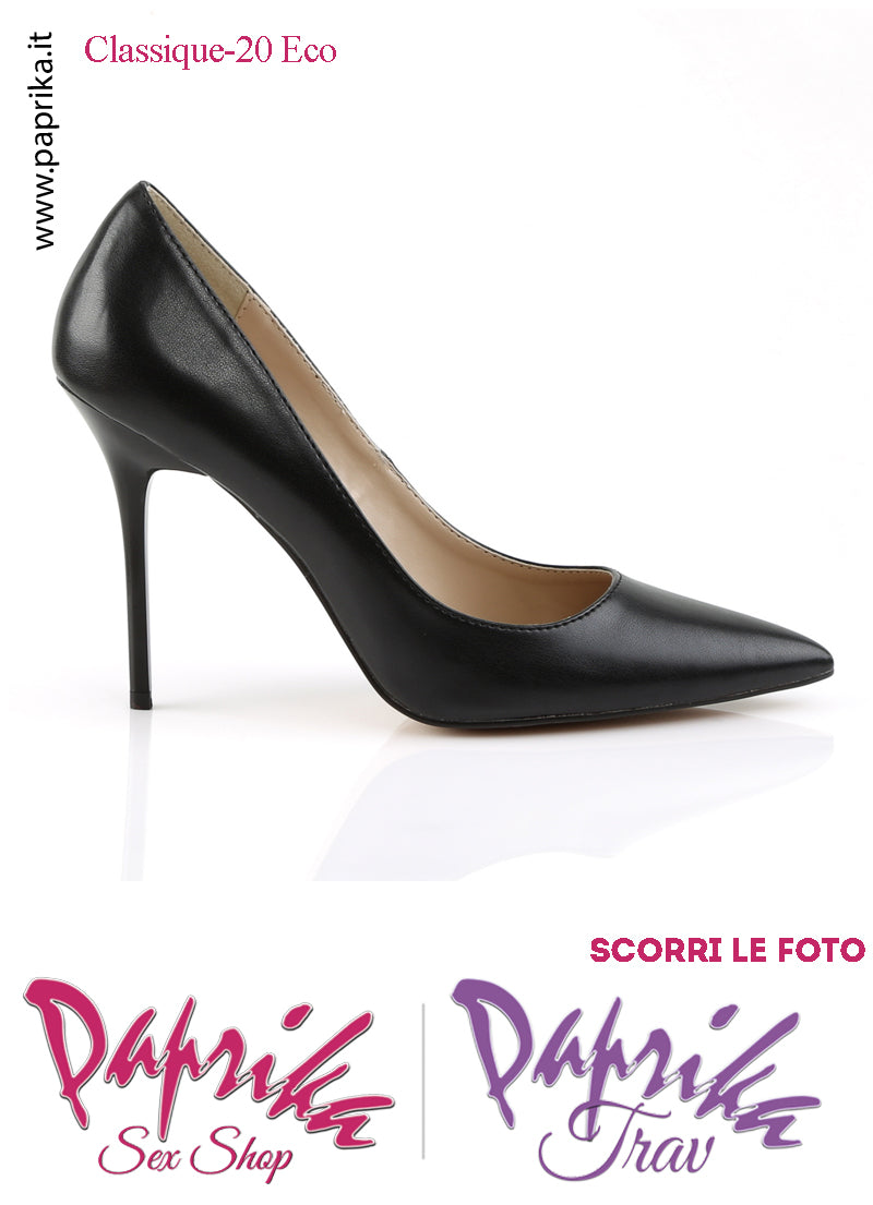 Décolleté Sexy Ecopelle Nera Opaca Tacco 10.2 Sottile Senza Zeppa