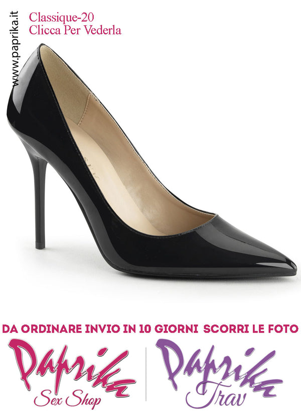 Décolleté Sexy Nera Vernice Lucida Tacco 10.2 Nera Senza Zeppa
