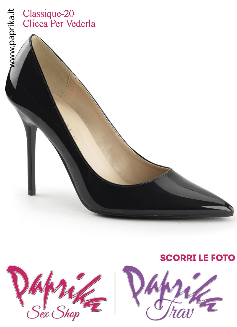 Décolleté Sexy Vernice Nera Lucida Tacco 10.2 Sottile Senza Zeppa