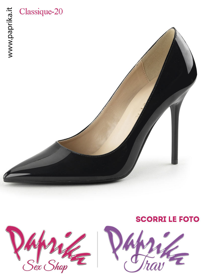 Décolleté Sexy Vernice Nera Lucida Tacco 10.2 Sottile Senza Zeppa