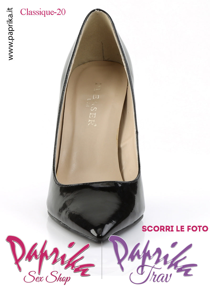 Décolleté Sexy Vernice Nera Lucida Tacco 10.2 Sottile Senza Zeppa