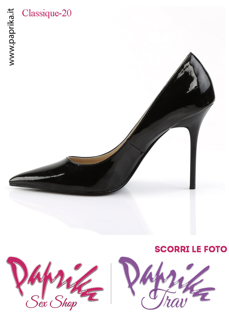Décolleté Sexy Vernice Nera Lucida Tacco 10.2 Sottile Senza Zeppa