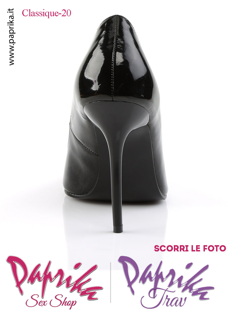 Décolleté Sexy Vernice Nera Lucida Tacco 10.2 Sottile Senza Zeppa