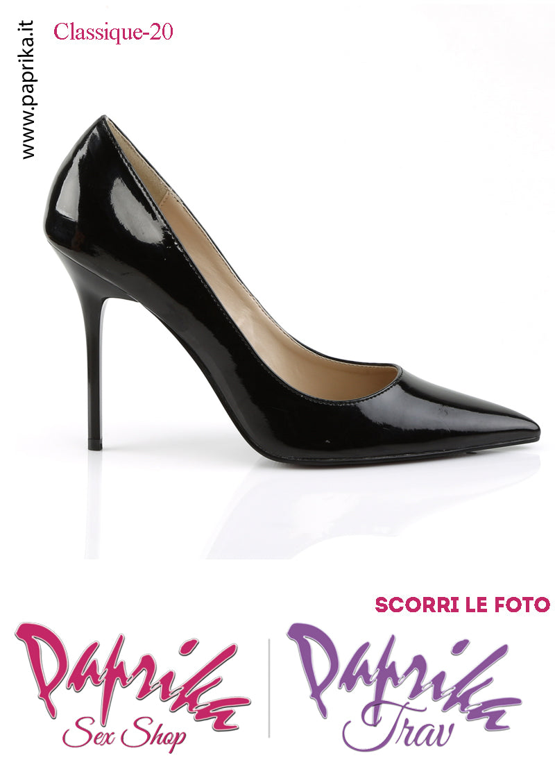 Décolleté Sexy Vernice Nera Lucida Tacco 10.2 Sottile Senza Zeppa