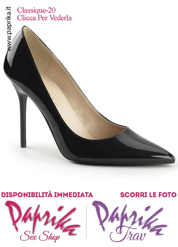 Décolleté Sexy Vernice Nera Lucida Tacco 10.2 Sottile Senza Zeppa