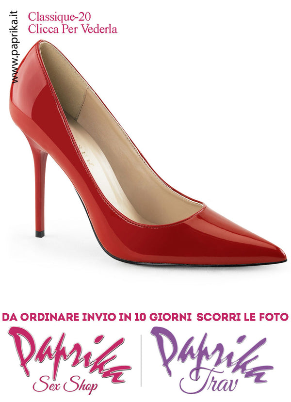 Décolleté Sexy Vernice Lucida Tacco 10.2 Rossa Sottile Senza Zeppa