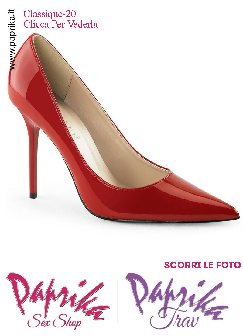 Décolleté Sexy Vernice Lucida Tacco 10.2 Rossa Sottile Senza Zeppa