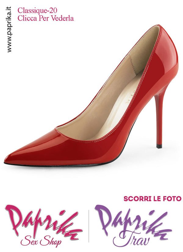 Décolleté Sexy Vernice Lucida Tacco 10.2 Rossa Sottile Senza Zeppa
