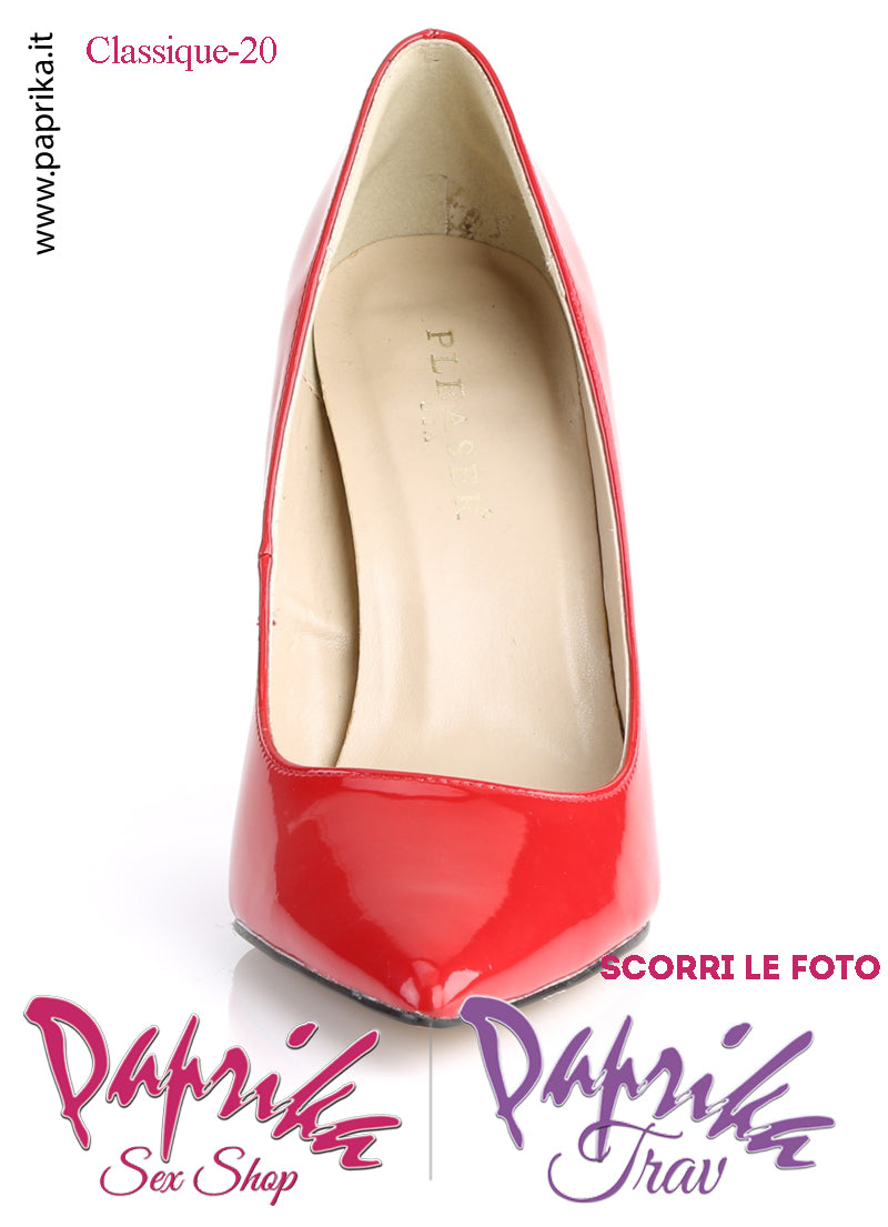 Décolleté Sexy Vernice Lucida Tacco 10.2 Rossa Sottile Senza Zeppa