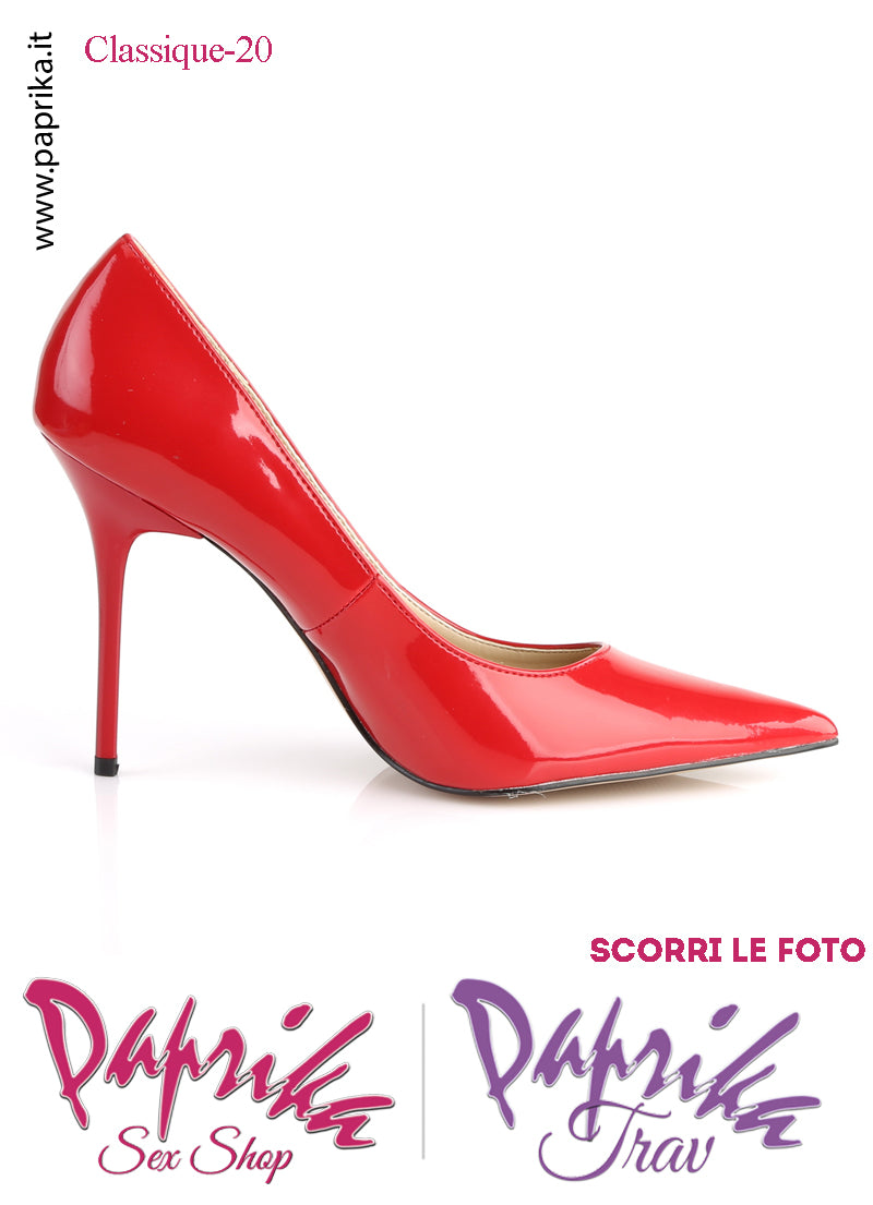 Décolleté Sexy Vernice Lucida Tacco 10.2 Rossa Sottile Senza Zeppa
