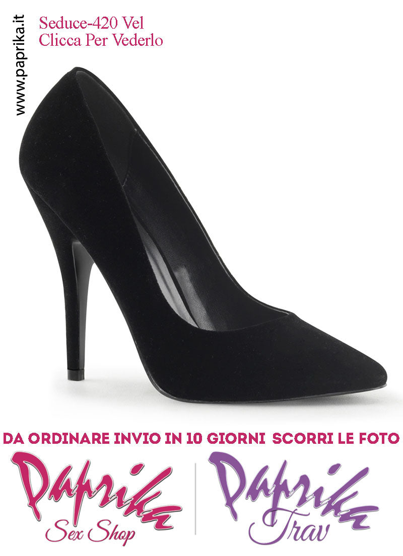 Décolleté Sexy Velluto Opaco Nero Tacco 12.7 Senza Zeppa Scollatura Rotonda