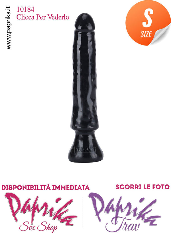 Dildo Anale Vaginale Piccolo Non Vibrante 16 cm Ø 27 Flessibile Ventosa Nero