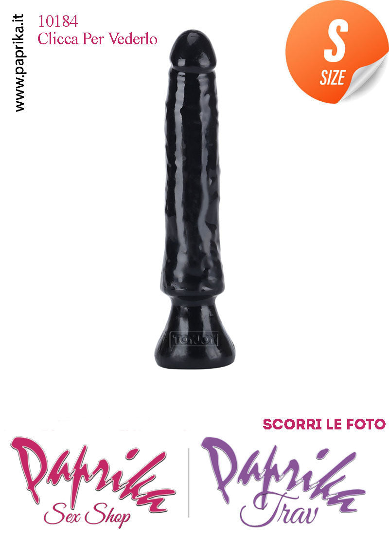 Dildo Anale Vaginale Piccolo Non Vibrante 16 cm Ø 27 Flessibile Ventosa Nero