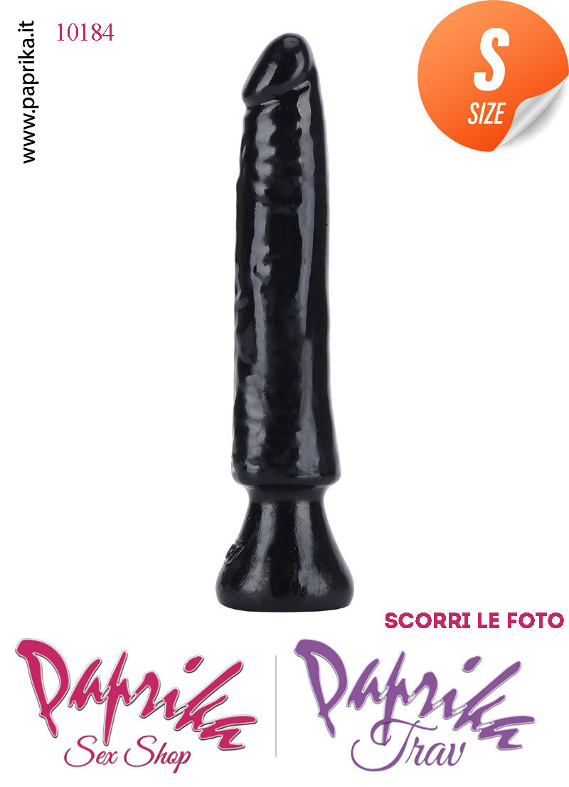 Dildo Anale Vaginale Piccolo Non Vibrante 16 cm Ø 27 Flessibile Ventosa Nero