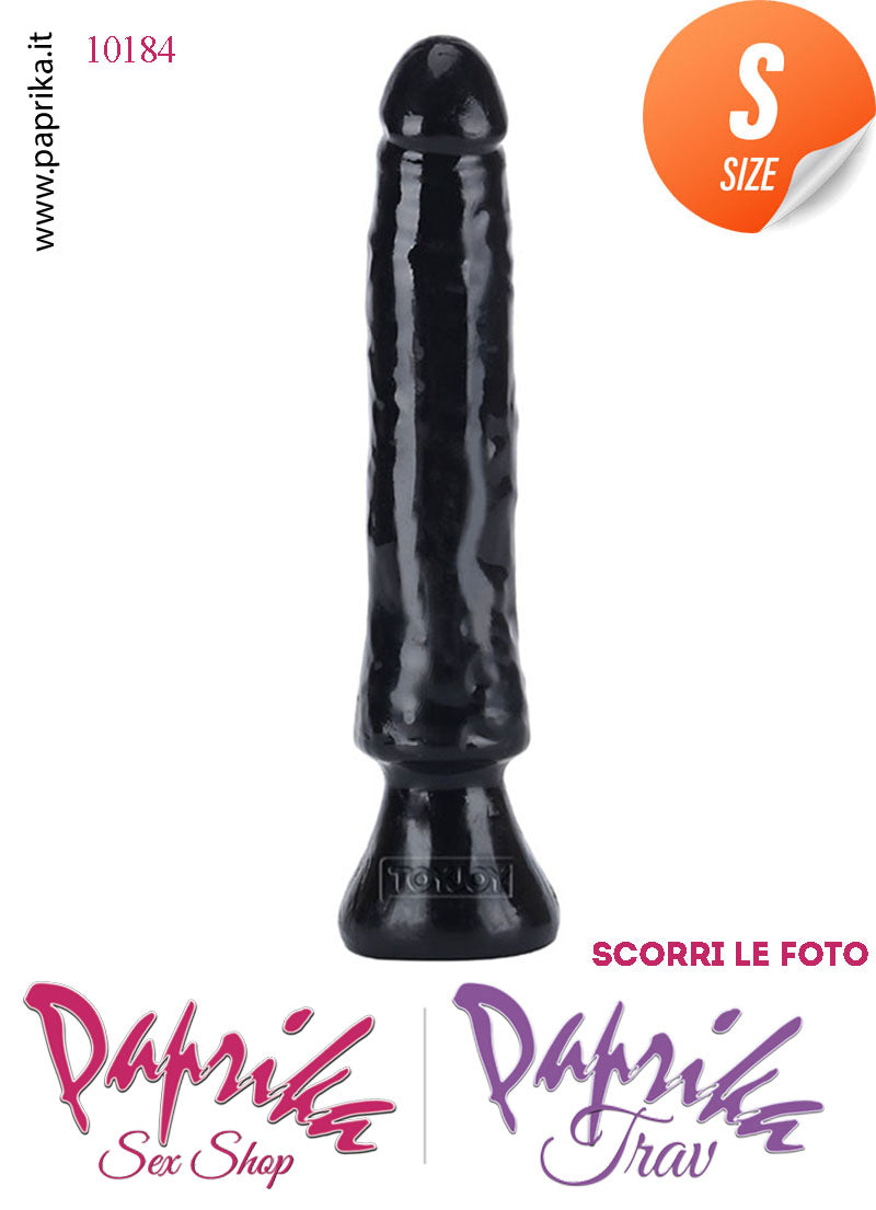 Dildo Anale Vaginale Piccolo Non Vibrante 16 cm Ø 27 Flessibile Ventosa Nero