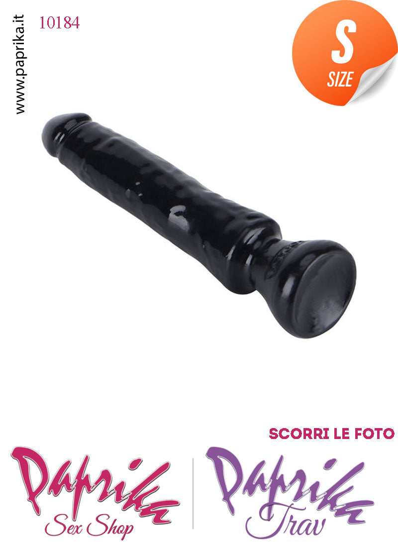 Dildo Anale Vaginale Piccolo Non Vibrante 16 cm Ø 27 Flessibile Ventosa Nero