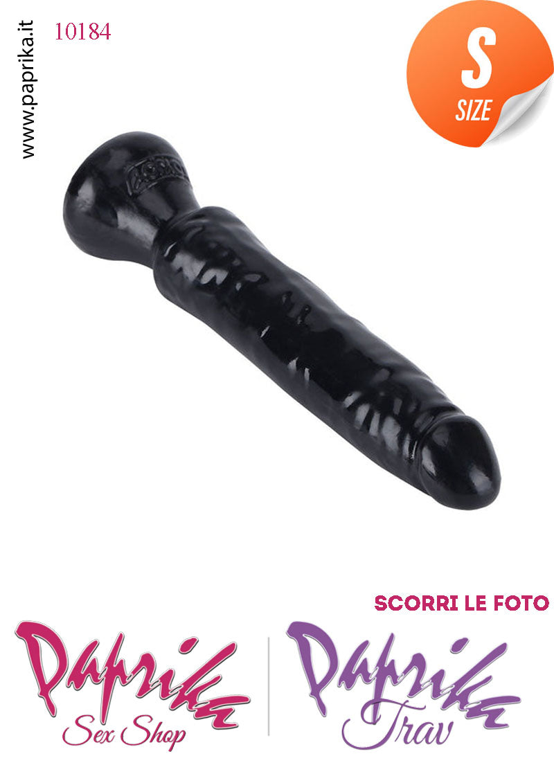 Dildo Anale Vaginale Piccolo Non Vibrante 16 cm Ø 27 Flessibile Ventosa Nero