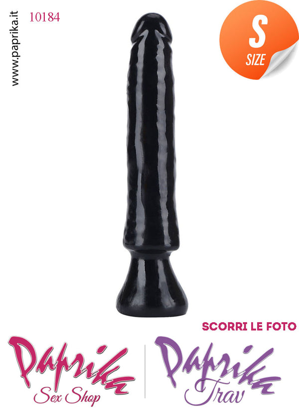 Dildo Anale Vaginale Piccolo Non Vibrante 16 cm Ø 27 Flessibile Ventosa Nero