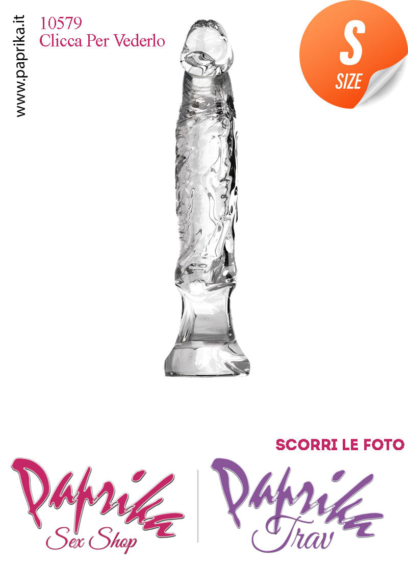 Dildo Anale Vaginale Piccolo Non Vibrante 13 cm Ø 30 Pvc Flessibile Trasparente
