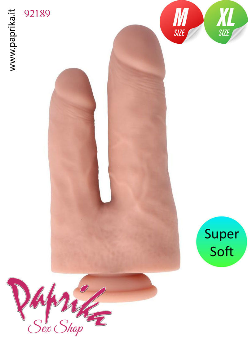 Fallo Dildo Doppio Non Vibrante 13/16 cm Ø 35/55 Flessibile Ventosa